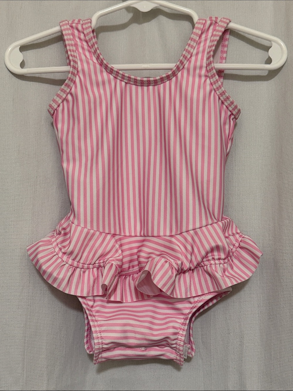 Flap Happy Pink Striped Ruffle One-Piece Swimsuit UPF 50+ Infant 3M